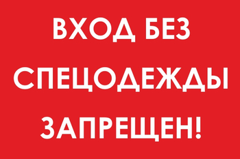 И39 вход без спецодежды запрещен! (пластик, 600х400 мм) - Знаки безопасности - Знаки и таблички для строительных площадок - Магазин охраны труда и техники безопасности stroiplakat.ru