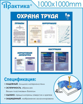 С03 Стенд охрана труда (1000х1000 мм, пластик ПВХ 3 мм, Прямая печать на пластик) - Стенды - Стенды по охране труда - Магазин охраны труда и техники безопасности stroiplakat.ru