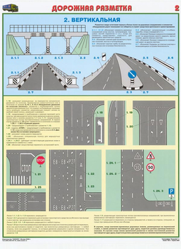 ПС42 Дорожная разметка (бумага, А2, 2 листа) - Плакаты - Автотранспорт - Магазин охраны труда и техники безопасности stroiplakat.ru