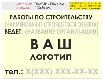 Информационный щит "работы по строительству" (пластик, 120х90 см) t07 - Охрана труда на строительных площадках - Информационные щиты - Магазин охраны труда и техники безопасности stroiplakat.ru